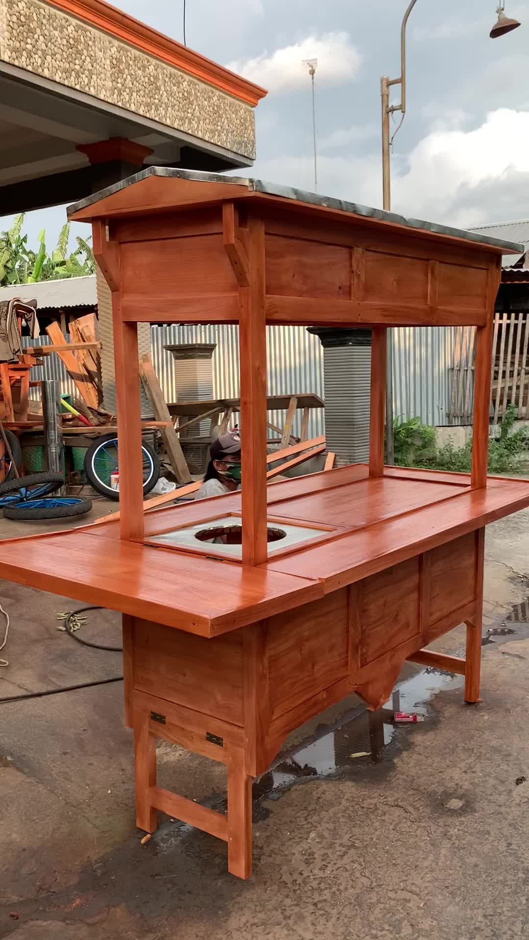 Gerobak Angkringan Tanpa Lubang Kayu Mahoni - Gratis Ongkir Bayar COD Kayu Kayu Kayu