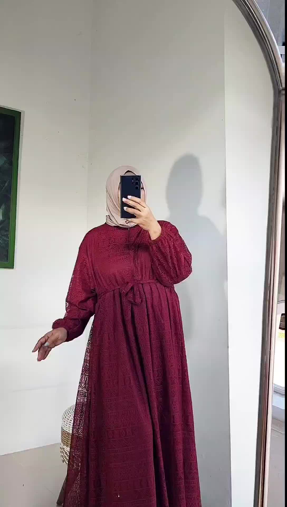 Zeba | Carissa Gamis Brokat Jumbo Ready LD 120 cm Brukat Malika Lace Furing Full Dress Ibu Kondangan Mewah Gaun  Pesta Maxi Wanita Muslim Dewasa / Remaja Manset Karet Tali Pinggang Samping Panjang  Dalaman Kaos Lebaran